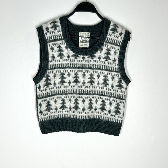 Cutter Brooks Michaela Buerger Hand Knitted Wool Christmas Vest Sz M - Picture 3 of 9